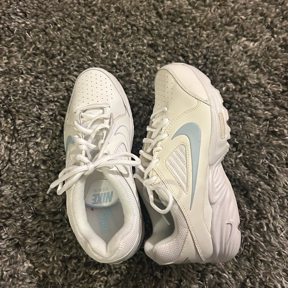 Nike White and Blue Athletic Shoes